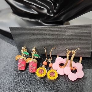 COLORFUL COCKTAIL and FLORAL EARRINGS SET